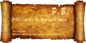 Püspök Benjámin névjegykártya